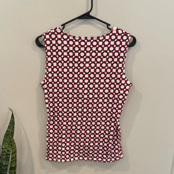 Talbots Red and White Patterned Sleeveless Blouse - Picture 4 of 4